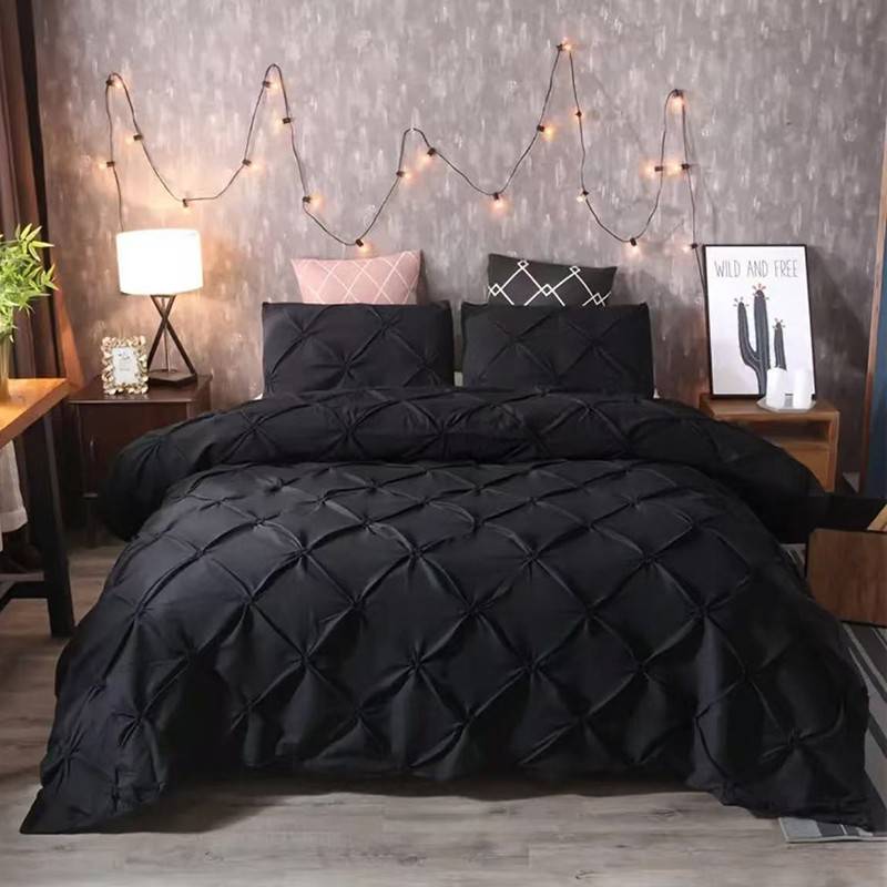 Pinch Pleat Cross Pintuck Duvet Cover Set – With 2 Pillowcases