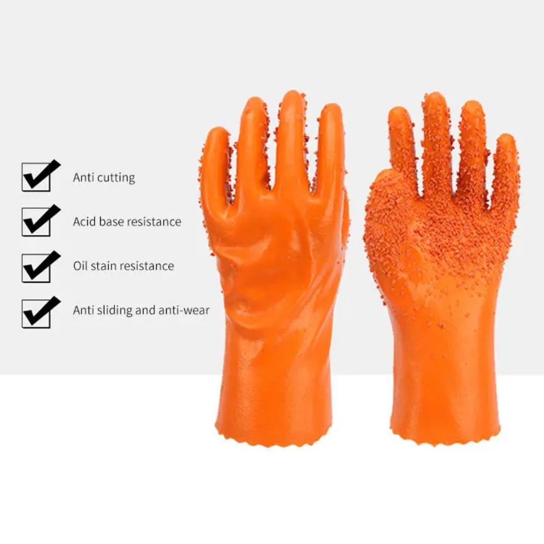 Hard Silicone Latex Studded Gloves – Waterproof Cleaning Gloves (Pair)