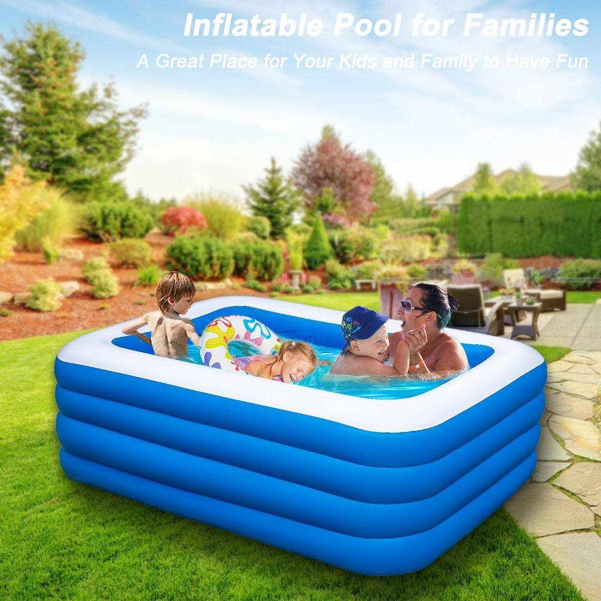 4 Rings Family Pool – Rectangular Inflatable Swimming Pool